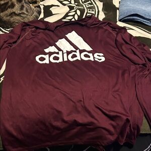 Adidas Burgundy Long Sleeve Top with White Logo